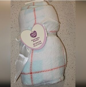 Soft White and Pink Plush Blanket
